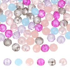 200Pcs 8mm Faceted Rondelle Glass Beads Czech Spacers, Pink Red Mix Tone