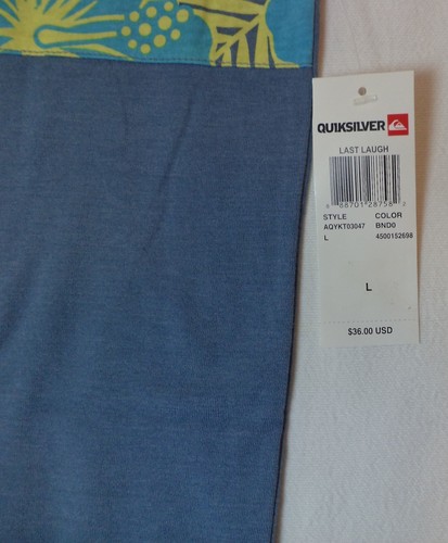 T-shirt Quiksilver manica corta blu con tasca fiori grande nuova con etichetta F46 - Foto 5 di 6