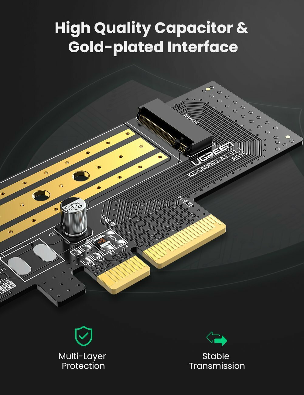NEW UGREEN M.2 NVME to PCI Express 32Gbps Card Adapter Support 4 