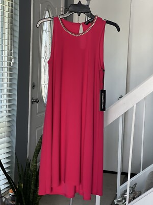 Karl Lagerfeld Fuscia Pearl Pink Dress Trendy Color NWT Sleeveless