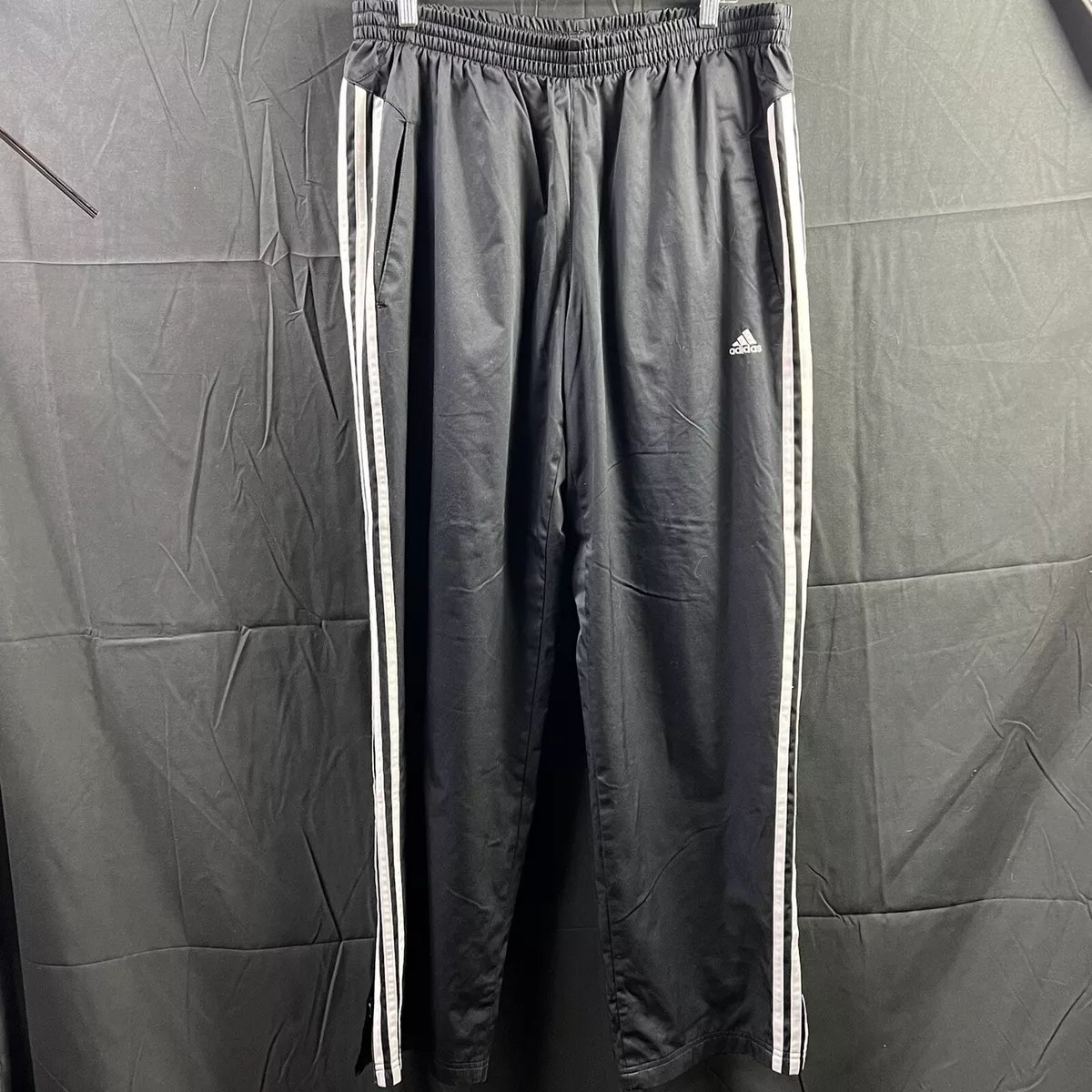 Adidas Men's Size Large Black & White Lined 3-Stripe Track Pants Athletic  Sport