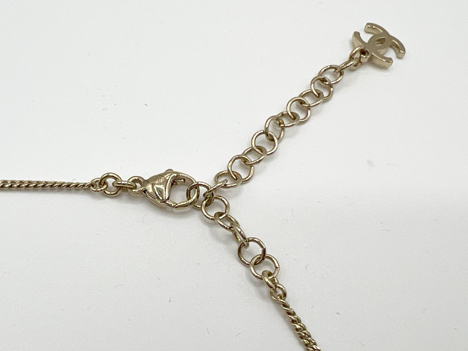 CHANEL Necklace CC Coco Mark Pendant Gold Crystal Rhinestone
