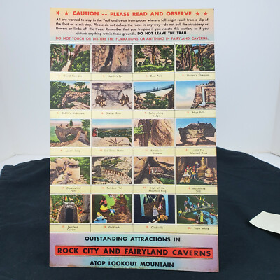 Giant Postcard ROCK CITY & FAIRYLAND CAVERNS Atop Lookout Mountain 11 x 7 in  B