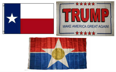 3x5 Trump White #2 & State of Texas & City of Dallas Wholesale Set Flag 3'x5'