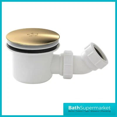 Bath Supermarket 90mm Brushed Brass High Flow Shower Tray Waste For Trays