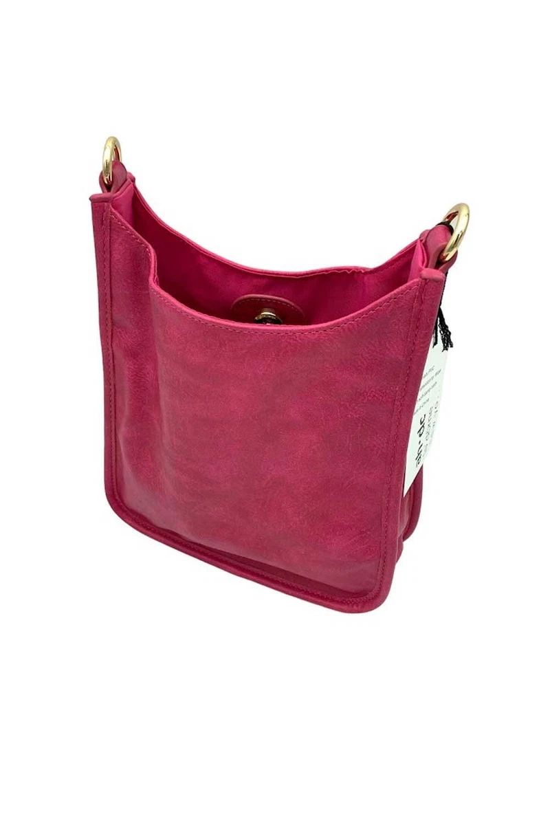 AHDORNED Medium Faux Leather Crossbody with Extra Strap Hot Pink
