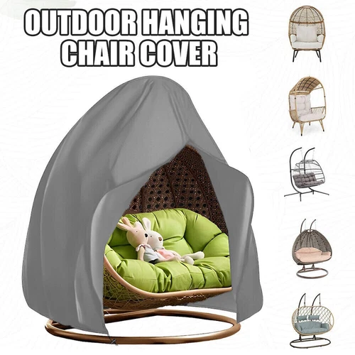 Double large Hanging Swing Egg Chair Cover Garden Outdoor Waterproof with Zipper - Picture 11 of 13