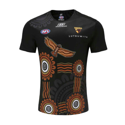 Hawthorn Hawks Run Out Tee Sizes XL 2XL Kids Available Black
