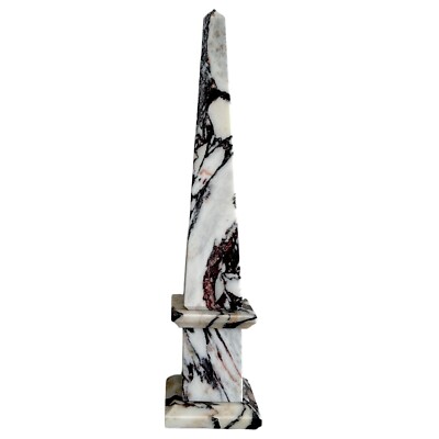 Classic Obelisk In Calacatta Vagli Marble Table Sculpture Home Decor H 25Cm
