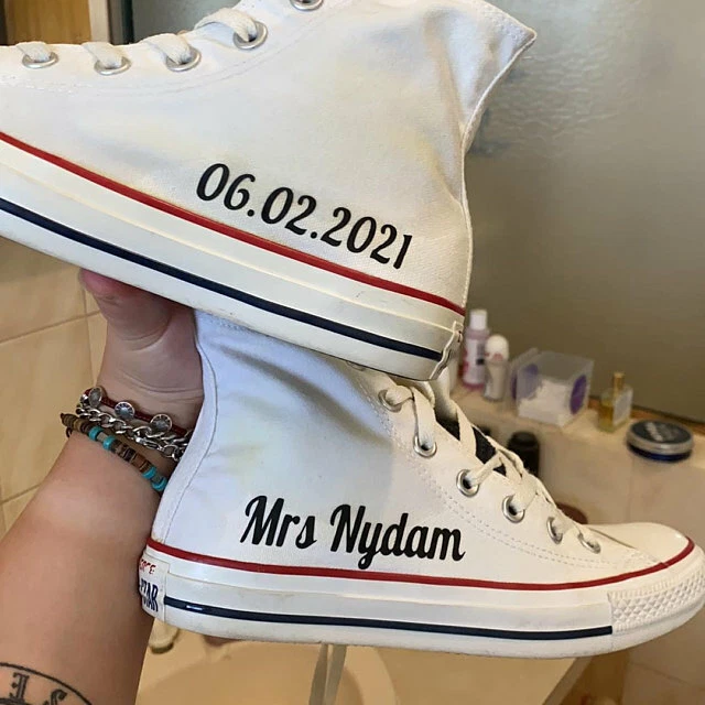 Trainers sneakers converse HIGH TOP iron on vinyl transfer wedding personalised