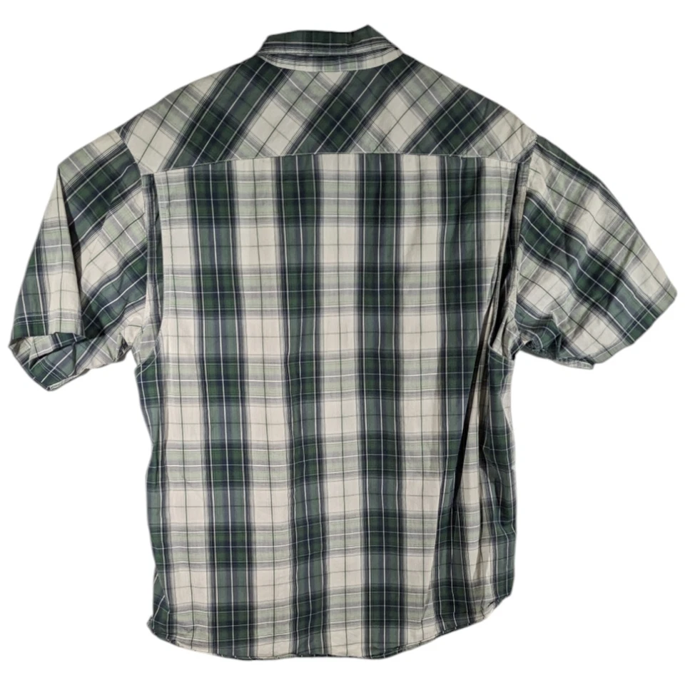 Camisa Western Wolverine Verde a Cuadros Grande Manga Corta Azul Foto 3 de 4