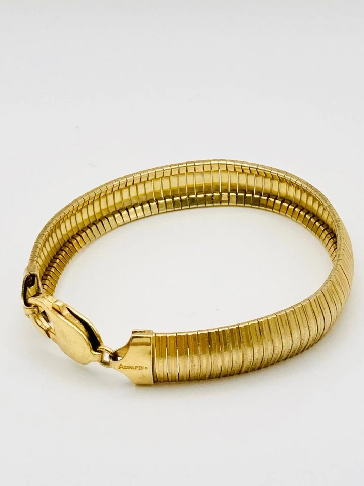 Pulsera 11mm Aurafin 925 Italia Plata de Ley Oro Vermeil Foto 3 de 4