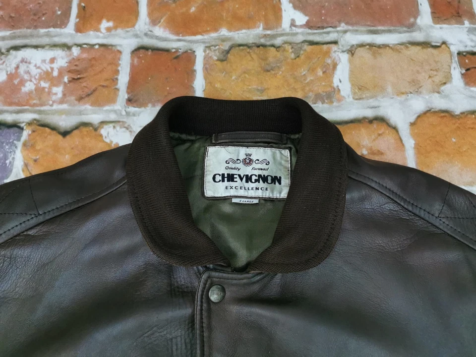 Chevignon Excellence Vintage Chaqueta de Cuero Porte Avión Braun Informal Gr: XL - Imagen 2 de 4