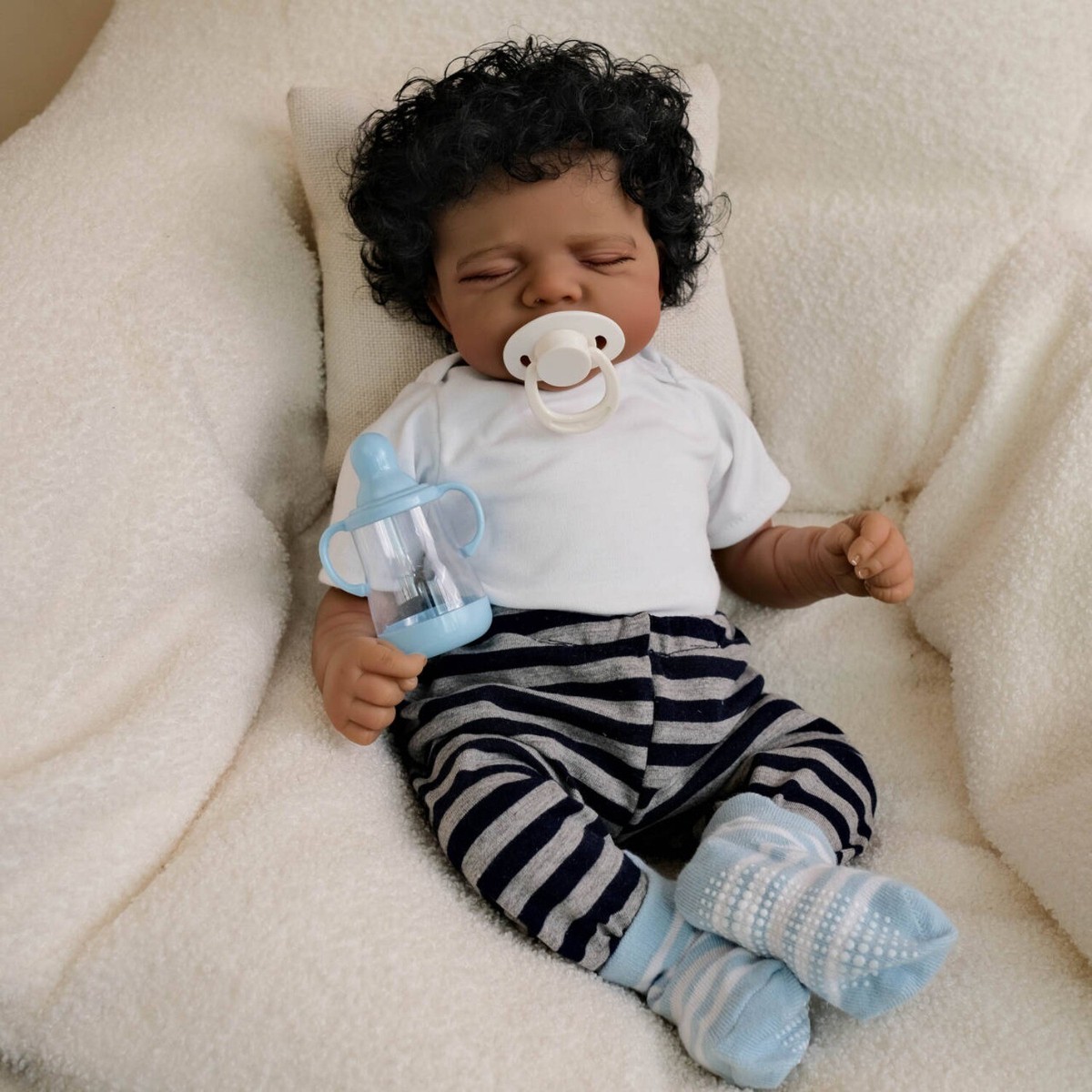 睡眠中 リボーンドール4 Reborn Baby Dolls Black 18in Realistic Newborn Sleeping Reborn