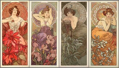Precious Stones and Flowers By Alphonse Mucha - Quality Matte Print - FRAME ME