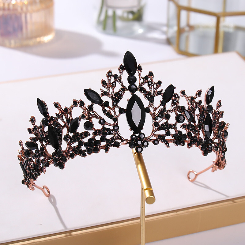 Tiara Regina Con Cristalli Drip Nero/Grigio 7cm &ndash; Cerimonia Matrimonio