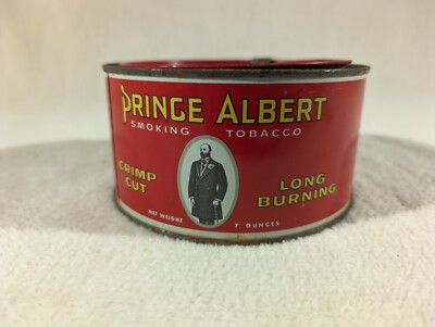 Vintage Prince Albert Smoking Tobacco Round 7 oz Tin Can with Opener ~  EMPTY