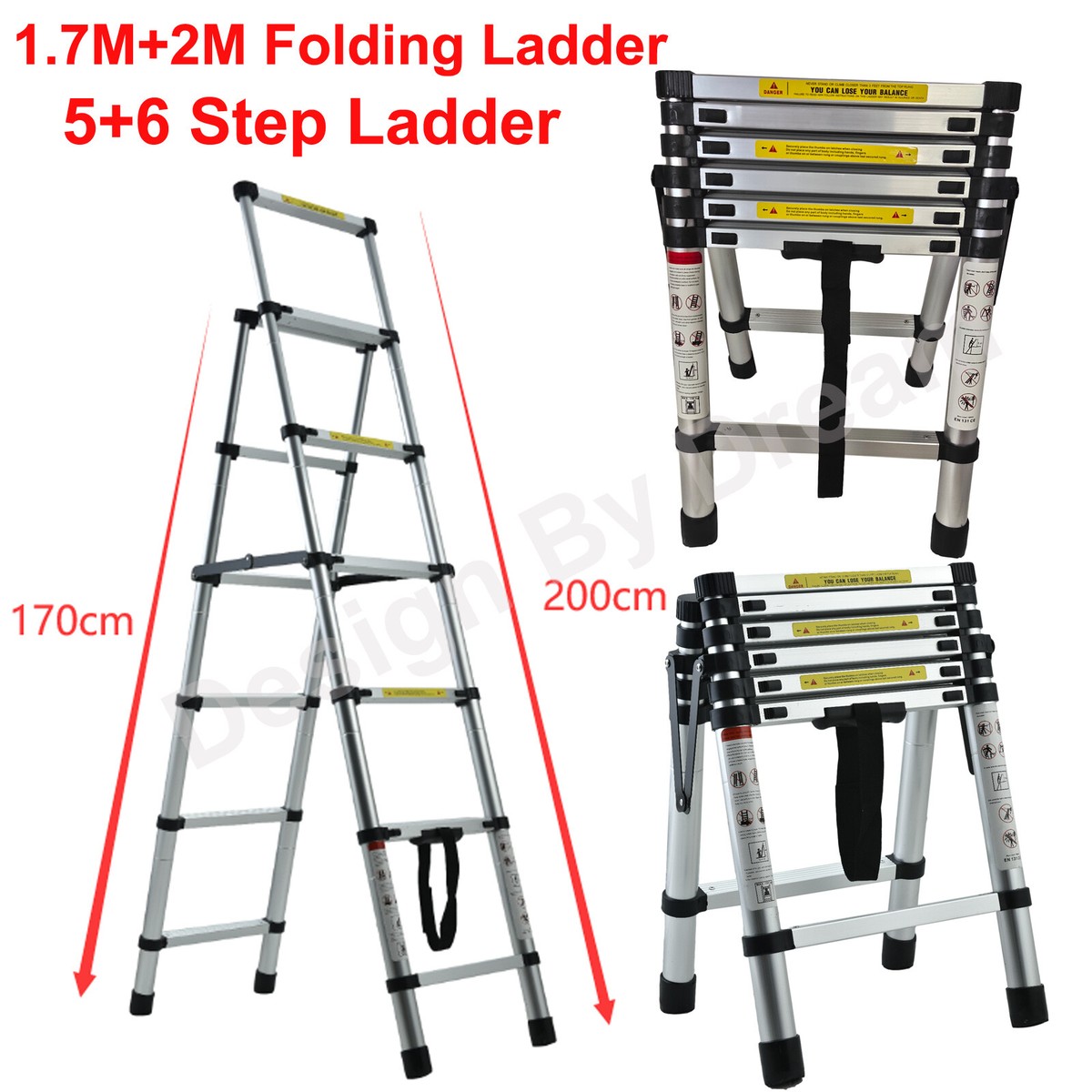 Eurostairs Telescoopladder – Professionele uitschuifbare vouwladder – 3,20 meter