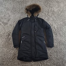 Didrikson Coat Womens 36 Black Parka 1913 Rain Coat Jacket Long R14-15