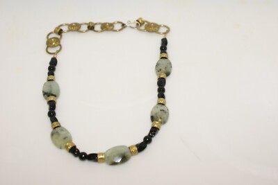 VINTAGE  BEADED NECKLACE 15''L ACRYLIC STONES? WELL MADE