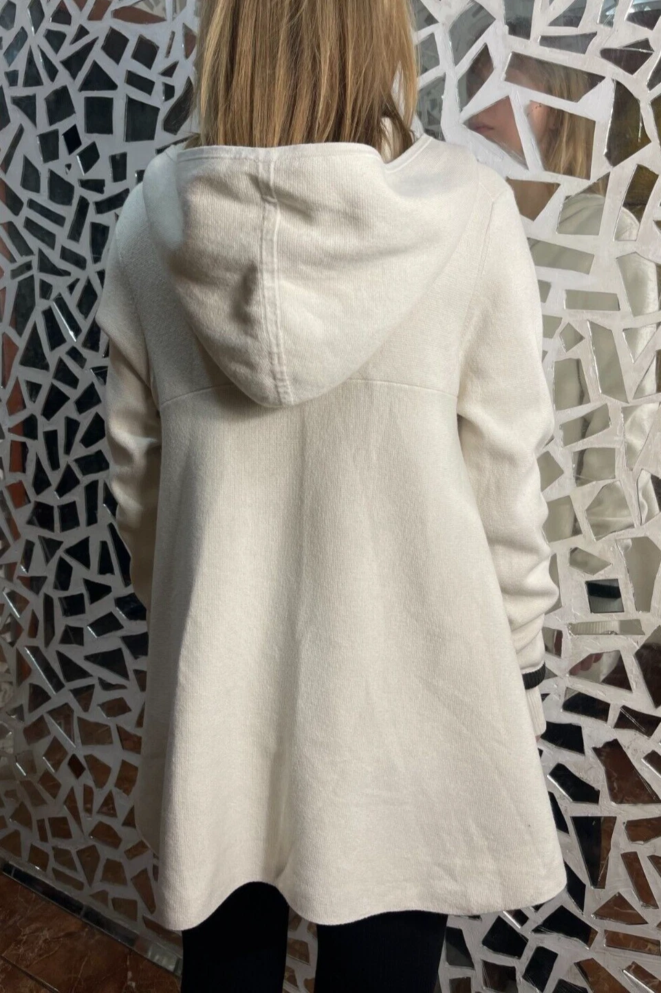 OFF WHITE Felpa con cappuccio e zip intera ME AND EM ME+EM misto lana bianco panna donna tg10