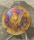 1887 S MORGAN SILVER DOLLAR GEM BU PROOF LIKE  RAINBOW TONED — photo 6