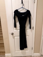 LC Lauren Conrad Black Ribbed Sweater Dress Belted Off Shoulder M