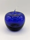 Vintage Blenko Cobalt Blue Glass Apple Paperweight #882