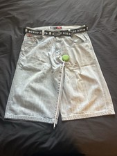 Southpole Red Tab Vintage Hip Hop Baggy Denim Shorts 38 Grunge Skater Wide Leg