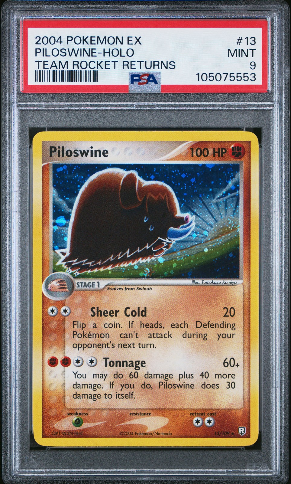 2004 POKEMON EX TEAM ROCKET RETURNS #13 PILOSWINE-HOLO PSA 9