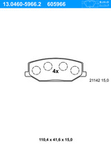 ATE Bremsbeläge Vorne (13.0460-5966.2) für für Suzuki Samurai Jimny Sj413 |