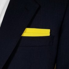 Men's Yellow Cotton Flat Top Pre-folded Pocket Square Handkerchief Insert
