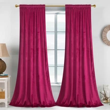 Berry Velvet Curtains 84 inches,Elegant Home Decor Room Darkening Privacy Win...
