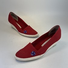 Vintage Miramonte Red Canvas Nautical Wedge Heels Espadrille Style Size 6.5