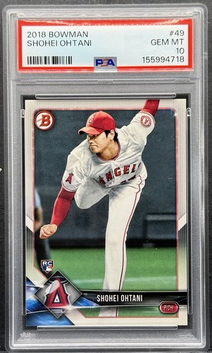 2018 Bowman Shohei Ohtani #49 RC PSA 10 Rookie Graded Baseball Card Paper