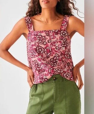 Faherty Pacifica Linen Tank in Rose Desert Bloom Size XS NWT