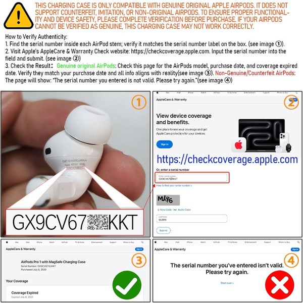Estuche de Carga Inalámbrica Premium de Repuesto para Apple AirPods 1ra y 2da Gen 2