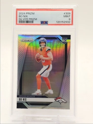 BO NIX 2024 PANINI PRIZM ROOKIE FOOTBALL SILVER BRONCOS C RC PSA 9 Q0004
