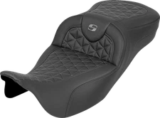 Saddlemen Roadsofa Gray Tri Gripper Extended Seat for 2008-2024 Harley Touring