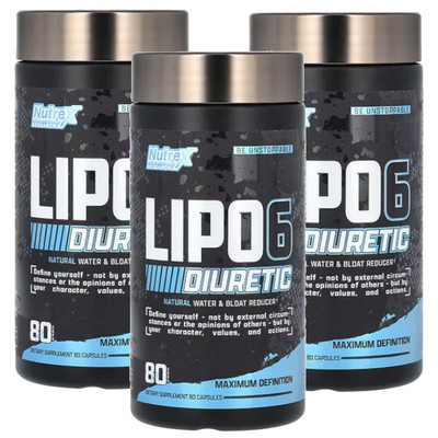 Nutrex Research Lipo-6 Diuretic 80 Vcaps Each (Pack of 3)