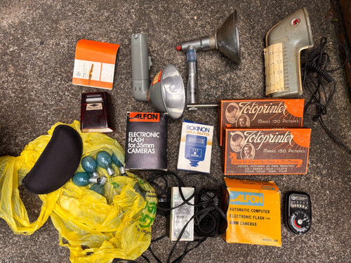 Lot of Vintage Camera Flashes,Bulbs & Accessories - Ansco, Alfon , Rokinon