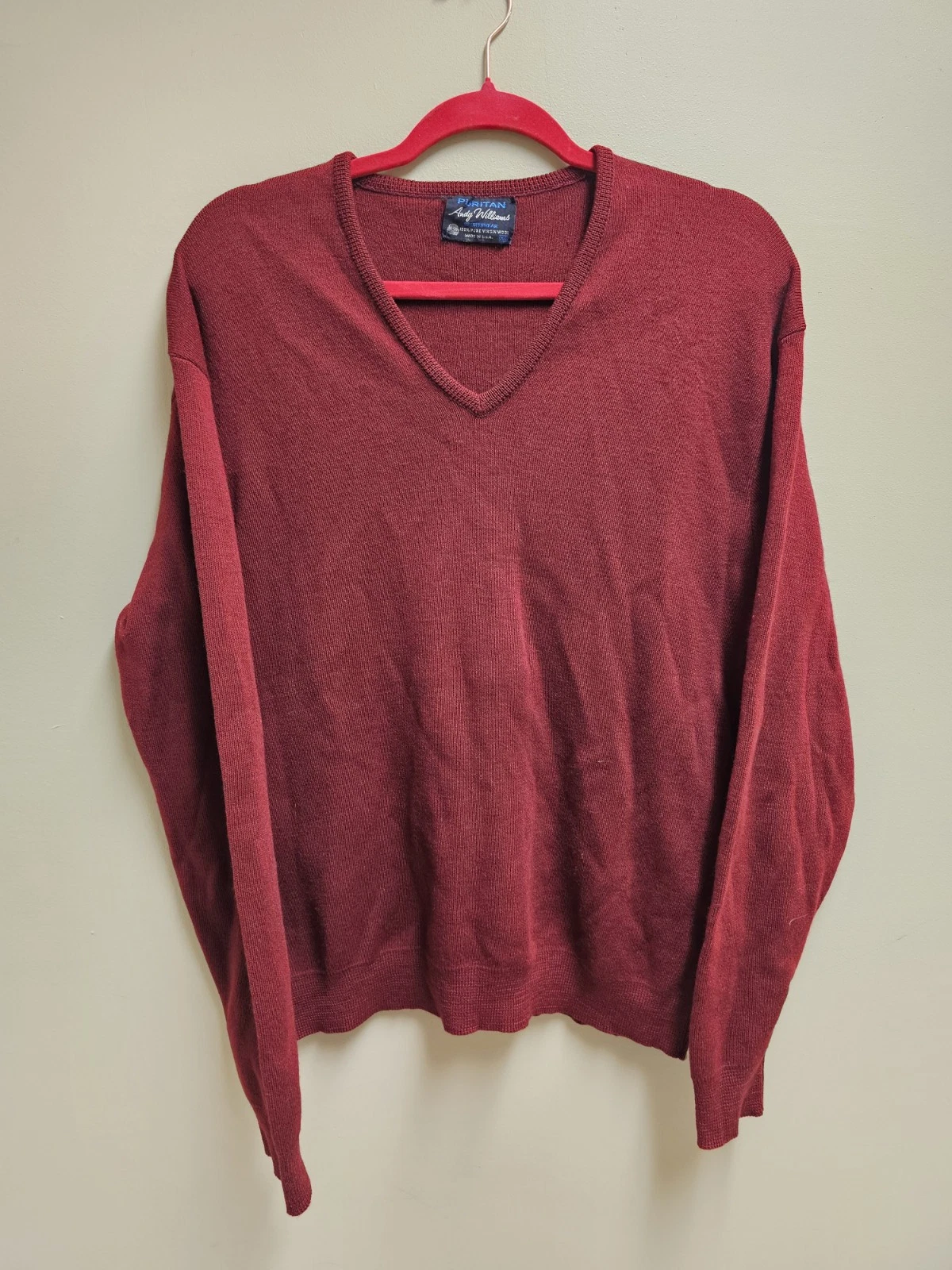 VTG 70s 80s Puritan Sportswear 100% Pure Wool Virgin Sweater XL Andy Williams