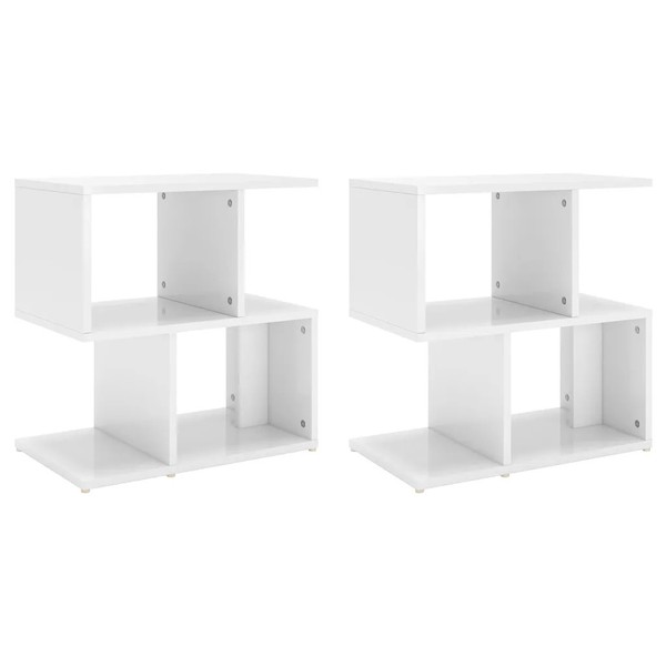 Nachttisch 2Er Set Hochglanz Weiß 50X30X51,5 Cm Holzwerkstoff-image