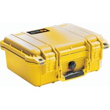 Pelican 1400 Small Case without Foam, 4" Bottom Depth, Yellow
