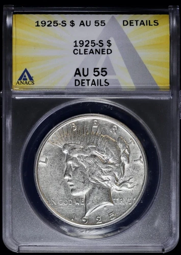 1925-S $1 Peace Silver Dollar ANACS AU 55 Details