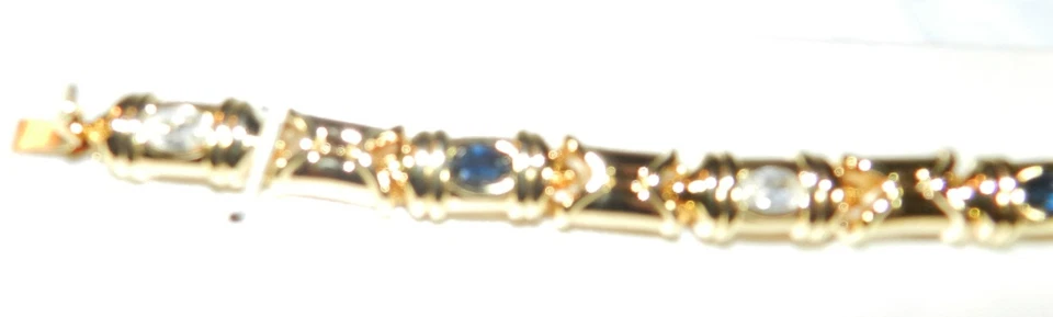 Nuevo - Pulsera Nolan Miller Tono Dorado con Cristales Transparentes + Azules - 7.75" Largo Foto 4 de 4