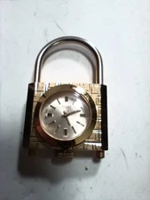 Vtg COVEX Padlock Desk watch 17 Jewel Swiss Made Mechanical RARE Mid-Century Gif