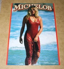 Vintage 1998 Anheuser-Busch Michelob Beer Girl Water Swim Poster Garage