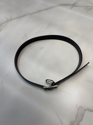 Prada Vintage Thin Black Leather Belt with Silver Square Buckle | eBay