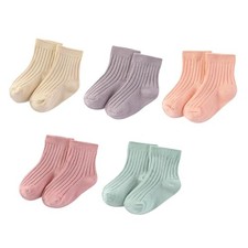 Unisex Baby Socks Breathable Soft 6-12 Months Beige & Grey & Pink & Teal Blue